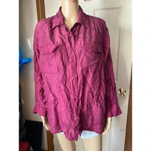 Weathervane 100% Silk Buttons Down Blouse Women Size M